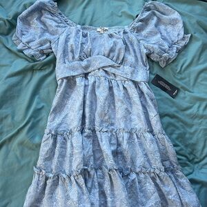Blush Light Blue Paisley Dress